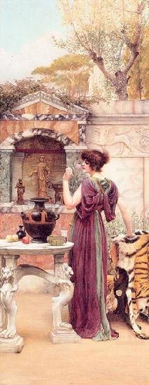 John William Godward At the Garden Shrine, Pompeii china oil painting image